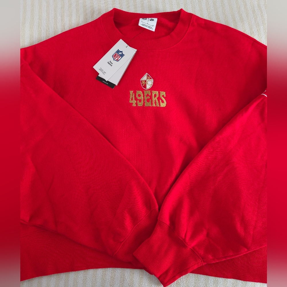 San Francisco 49ers Nike Women's Rewind Oversized Cropped Sweater Size:Large